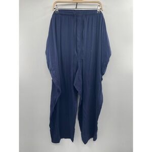 NWOT King Size Wide Leg Casual Trousers Mens 6XL Navy Blue Drawstring Stretch